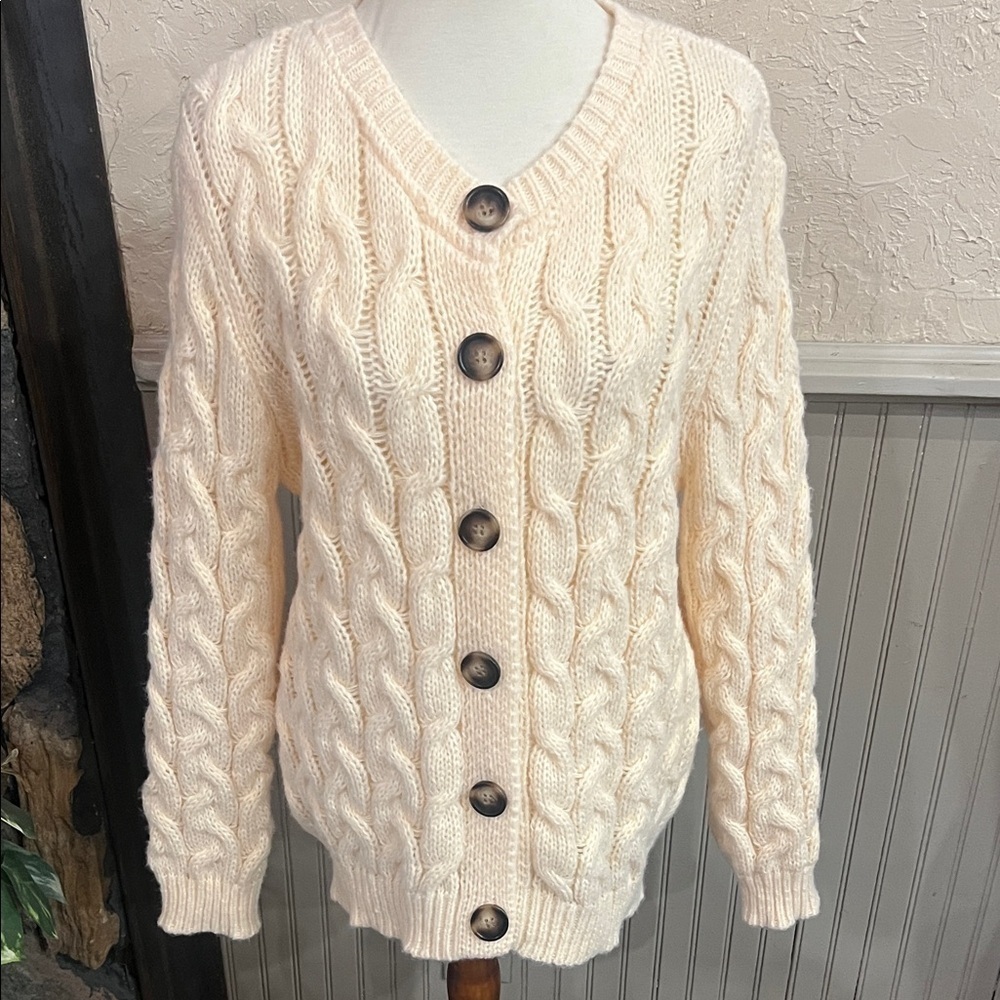 Elegant Cream Button-Up Cardigan